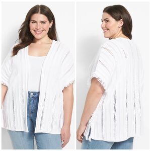 Lane Bryant Classic Short-Sleeve Open-Front Fringe Poncho size 14/20 NWTs
